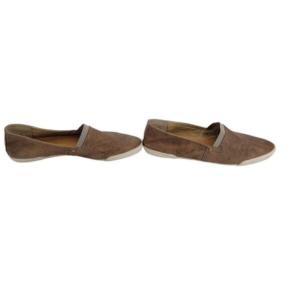 Frye Flats Melanie Slip On Sneakers 10 Distressed Leather Rubber Soles Neutral - Picture 5 of 12